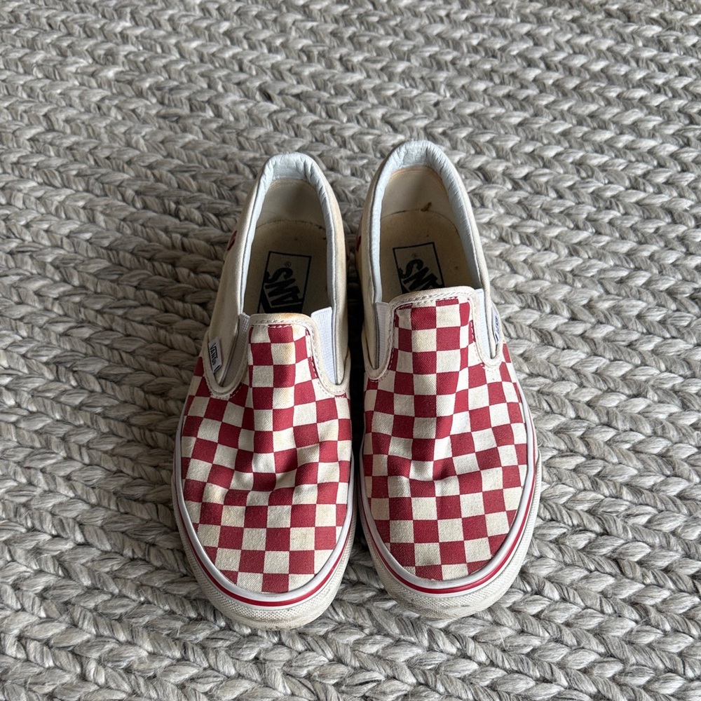 Vans Slip-On Checkerboard Sneakers - Red & White